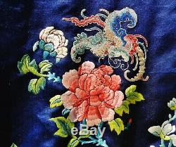 Fine Antique Chinese Silk Robe Forbidden Stitch Embroidery c. 1900