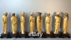 Fine Chinese 19th C. Century Polychromed Eight Inmortals Sculptures