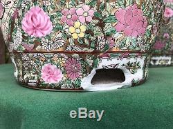 Fine Huge Pair 20th Century Chinese Famille Rose Porcelain Vases 24.5