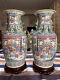 Fine Mirror Pair Of Antique Chinese Famille Rose Vases With Rosewood Vases