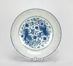 Fine Superb Chinese Blue and White Phoenix Porcelain Plate