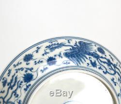 Fine Superb Chinese Blue and White Phoenix Porcelain Plate