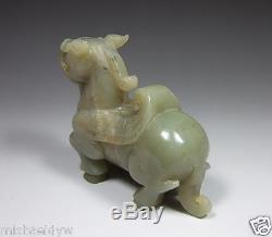 Fine Vintage Chinese Hetian Nephrite Jade Pixiu Beast Antique Statue