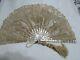 Gorgeous Antique Mother Of Pearl With Gold Details And Lace Fan With Tassel C1900