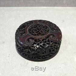 Good Chinese Qing Period Pierced Carved Wood Wooden Vase LID Cover