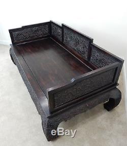 Gorgeous Antique Chinese Qing Dynasty Zitan Day Opium Day Bed 78.5 inches