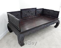 Gorgeous Antique Chinese Qing Dynasty Zitan Day Opium Day Bed 78.5 inches
