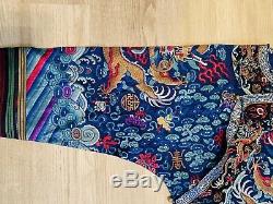 Gorgeous Antique Qing Dynasty Chinese Silk Embroidery Court Robe With Dragons