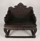 Gorgeous Chinese Zitan Wood Throne Chair Dragons, Lotus, Tendrils 43 Inches