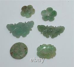 Group Old or Antique Chinese Carved Jadeite Jade Clothing Adornments Butterfly