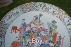 HUGE 38cm Antique Chinese Famille Rose Porcelain Eight Immortals Plate 19th C