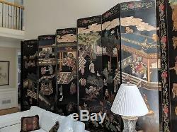 HUGE, Vintage Asian Chinese COROMANDEL Screen / Room Divider 20' wide x 9' tall