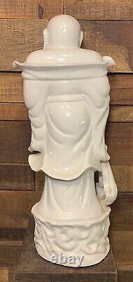 Happy Buddha Chinese Blanc de Chine Standing Statue White Porcelain Figure 12 H