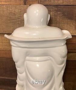 Happy Buddha Chinese Blanc de Chine Standing Statue White Porcelain Figure 12 H