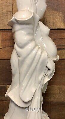 Happy Buddha Chinese Blanc de Chine Standing Statue White Porcelain Figure 12 H
