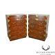 Henredon Asian Inspired Vintage Pair Mahogany Campaign Style Tall Chests