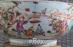 Huge Antique Chinese Rose Mandarin Punch Bowl Qianlong Period