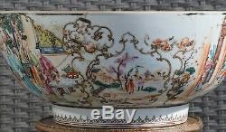 Huge Antique Chinese Rose Mandarin Punch Bowl Qianlong Period