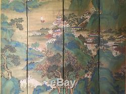 Huge and Important Chinese Antique Painting on Silk Room Screen, Artist Signed