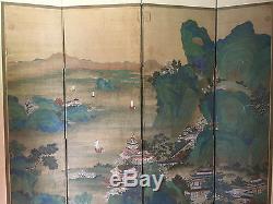 Huge and Important Chinese Antique Painting on Silk Room Screen, Artist Signed