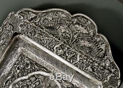 Indian Silver Tray c1910 CHINESE EXPORT SILVER SIGNED 68 OZ