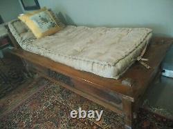 Indo Chinese Southeast Asain Carved Teak Hardwood Chaise Opium Bed & Daybed