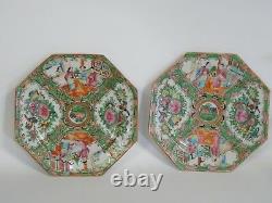 LOT of 12 ANTIQUE LATE 19 c. CHINESE QING ROSE MEDALLION OCTAGONAL PLATE 8