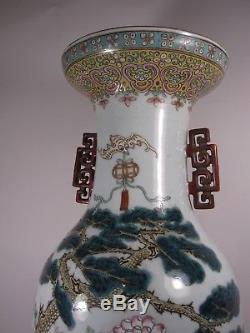 Large 62 cm Chinese porcelain Vase DEER MYTICAL BEAST -circa 1900 GUANGXU per