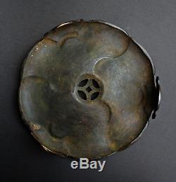 Large Antique Chinese Bronze Incense Burner & Stand Seal Mark French Market Find