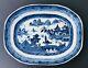 Large Chinese Antique 18th C Blue And White Platter Plate Meat Dish Canton