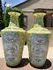 Large Chinese Antique Yellow Cloisonne Enamel Vase Pair With Flowers