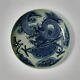 Large Chinese Antiques Porcelain Plate Blue&white Dragon Painting Marks Kangxi