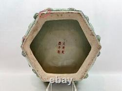 Large Hexagonal Celadon Chinese Planter GOOD CONDITION