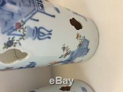 Large Pair Chinese Antique Famille Rose Porcelain Hatstands Vase Guangxu 19C