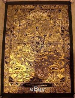 Large Rare Tibetan Chinese Hand painted Buddha wheel Mandala Thangka painting