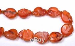 Late 19C Chinese Agate Carnelian Carved Carving Monkey 19 Bead Necklace
