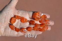 Late 19C Chinese Agate Carnelian Carved Carving Monkey 19 Bead Necklace