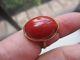 Magnificent Antique 18k Yg Xlarge Natural Chinese Salmon Red Coral Ring-size 9