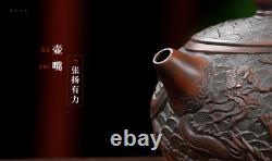 Manual Chinese Tradition Purple Clay Teapot Five Dragons Kungfu Teapot ±400ml