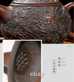 Manual Chinese Tradition Purple Clay Teapot Five Dragons Kungfu Teapot ±400ml