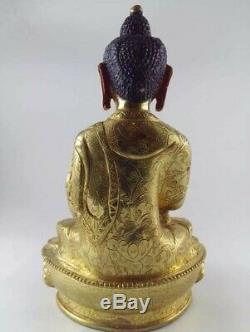 Master piece Handmade Gold plated Tibetan chinese Buddha statue Buddhism 8inch