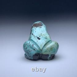 Mid Century Carved Chinese Turquoise Frog Fetish / Effigy Bead