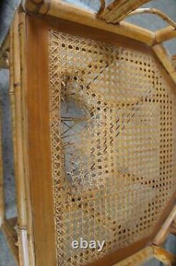 Mid Century Chinese Chippendale Bamboo Bentwood Cane Horseshoe Chair Chinoiserie