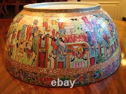 Monumental Antique Chinese Famille Rose Mandarin Punch Bowl