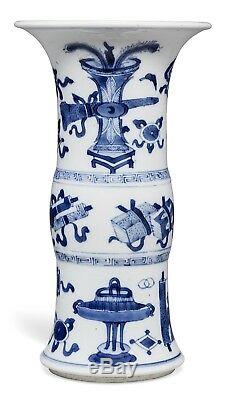 Nice Chinese Antique Blue And White Gu Vase From Christies Kangxi period