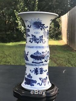 Nice Chinese Antique Blue And White Gu Vase From Christies Kangxi period