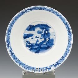 Nice Chinese B&W Kangxi mark & period bowl, figures, ca, 1700