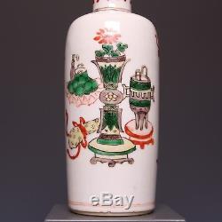 Nice Chinese Famille verte rouleau vase, 18th ct, Kangxi period, Antiques