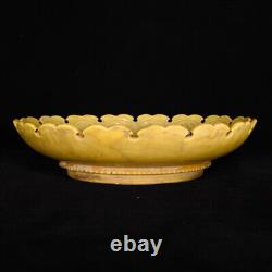 Nice Chinese Hand Painting Yellow Glazed Porcelain Plate