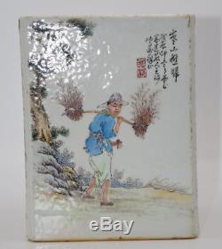 Nice Chinese Porcelain Famille rose Characters Brush Pot Pastel Pen holder X100